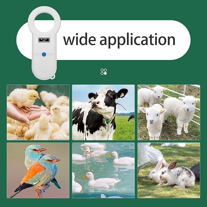Pet Microchip Reader, EMID Animal Handheld Scanner with OLED Display and USB Charging, Supports ISO 11784 11785 FDX B for Dogs Cats Livestock Poultry