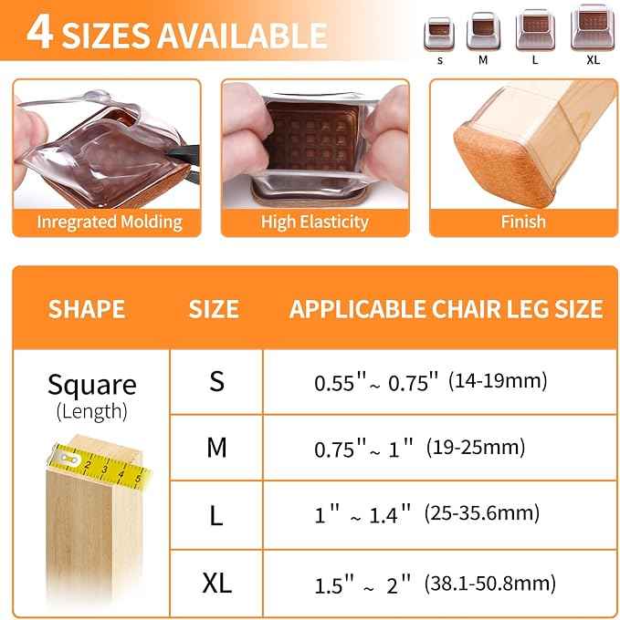 Ezprotekt 24 Pcs Clear Square Chair Leg Floor Protectors