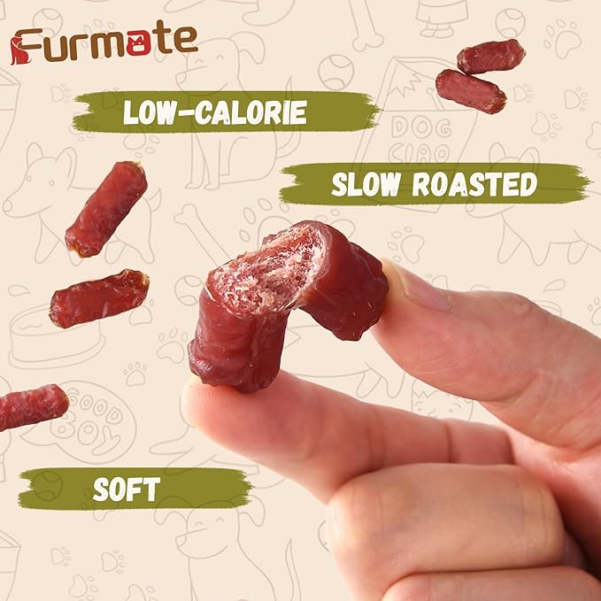 Soft Duck Sausage Dog Treats,Slow Roasted Duck Jerky for Dogs,Grain-Free & Rawhide Free Training Rewards Treats w/Glucosamine Chondroitin for Small Medium Large Dogs,10.58 oz