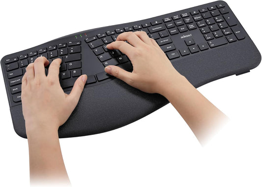 Adesso WKB-7500CB Wireless Ergonomic Keyboard and Mouse Combo, Black