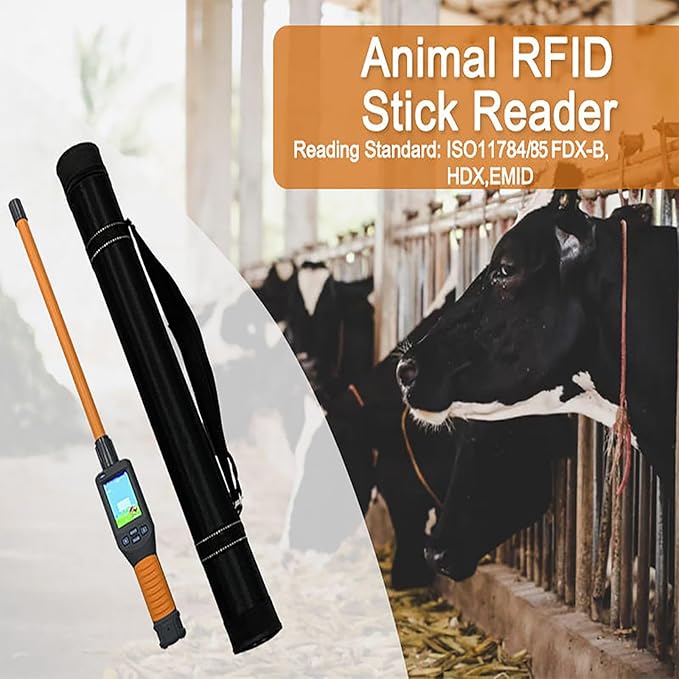 Pet Microchip Scanner Reader, Handheld Cat Dog Ear Tag Identifier Animal Ear Tag Stick Scanner, Dual Frequency 134.2Khz/125Khz, Storage Up to 20000 Datas, for FDX-B, FDX-A, HDX ISO11784/85