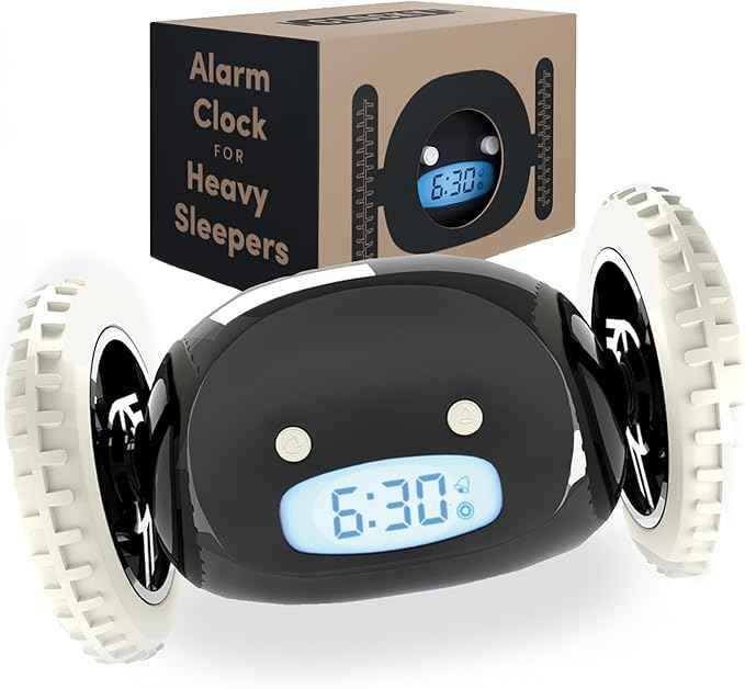 CLOCKY Extra Loud Alarm Clock for Heavy Sleepers on Wheels Rolls Runs Away