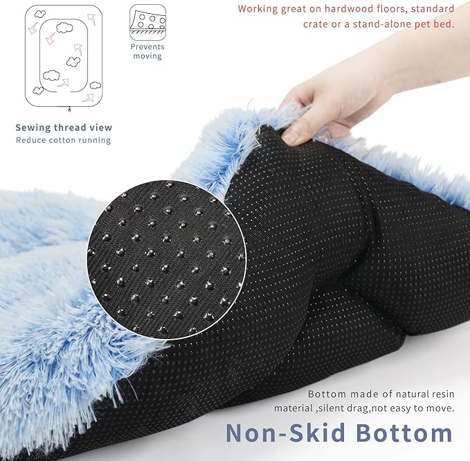 nononfish Dog Crate Bed for Small Dogs Washable Orthopedic Flat for Inside Crate Cages Kennel House Sofa Plush Comfy Sleeping,Gradient Blue 24 in