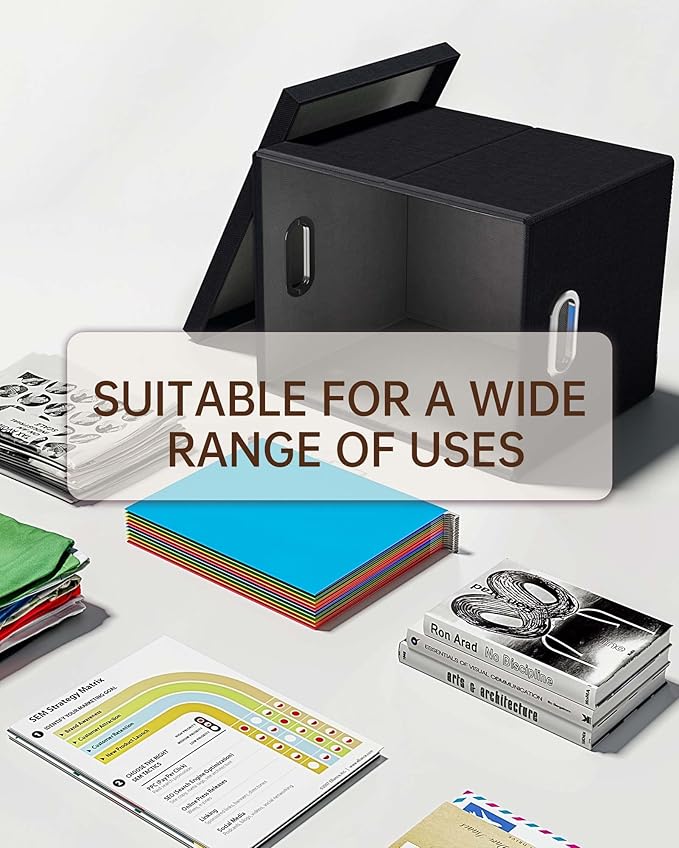 4 Pack File Storage Organizer, Document Organizer, Portable File Box with Lid, Fit for Letter/Legal File Folder Storage,Black-Box only