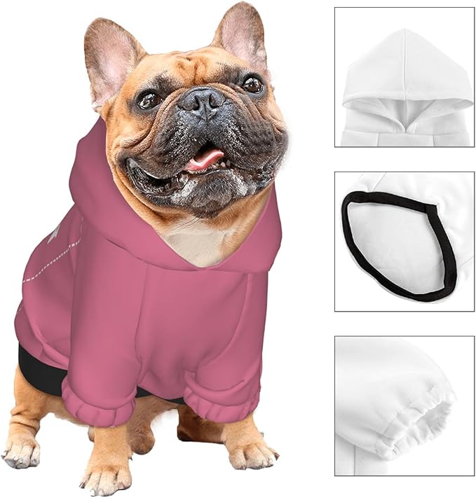 Personalized Chihuahua Dog Hoodie, Custom Pet Warm Sweatshirt Costume with Name Number Photo, Customize ID Clothes for Pupppy Kitten Dogs Cats, DarkPink, XXS