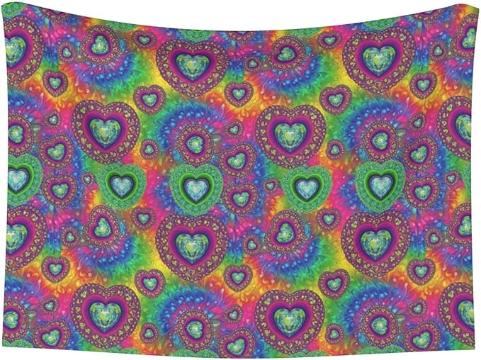 Double Sided Plush Pet Blanket with Cozy Dot Texture and Smooth Reverse, Tie Dye Psychedelic Purple Love Heart, Reversible Throw for Dogs Cats on Couches Beds Crates