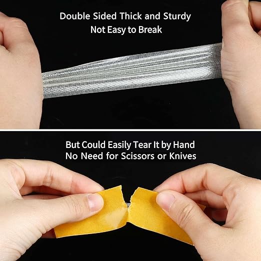 5Pack Double Sided Tape Heavy Duty, 0.59" x 66FT (330FT Total), Super Sticky Resistente Clear Tape, Universal High Tack Strong Wall Adhesive with Fiberglass Mesh,Easy Use Mounting Tape