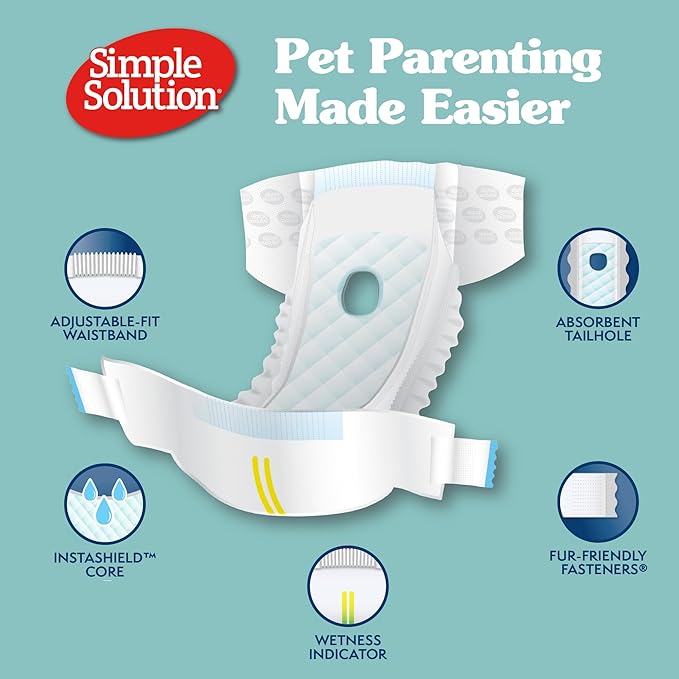Simple Solution Female Dog Diapers – Disposable Diapers for Potty Training, Incontinence, and Heat Cycle Protection_Leak-Proof Fit for Small Dogs, 12–19 Inch Waist – 30 Count (Pack of 12)