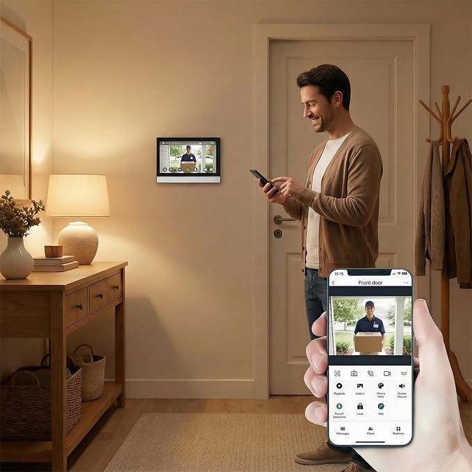 7-Inch Touchscreen Video Doorbell & Indoor Display Set. Wired via 4-Core Cable