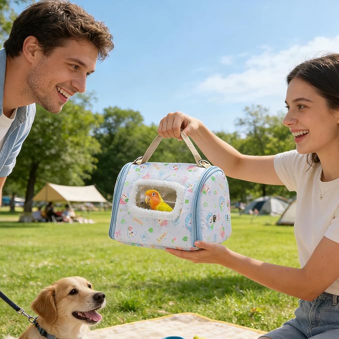 Portable Bird Travel Carrier, Transparent Window Visibility, 23.5x18x16cm, Parrot Transport Box, Parakeet Carrier Bag, Secure Enclosure, Ideal for Parakeet and Small Parrot