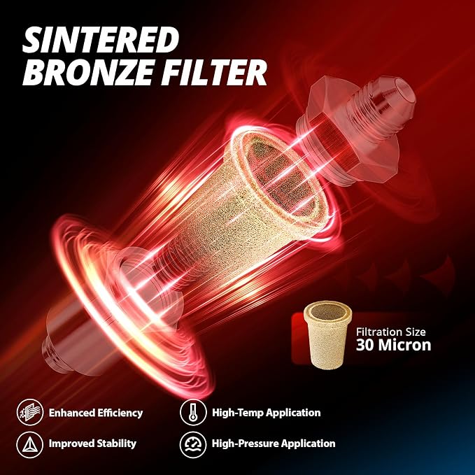 EVIL ENERGY 10AN Billet Inline Fuel Filter 30 Micron Aluminum Black