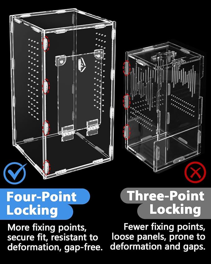 Jumping Spider Enclosure, Tarantula-Enclosure Large Acrylic Terrarium, Reptile Enclosure Jumping Spider Accessories with Magnet Front Opening Door, Terrarium Kit(Large 12x6x6 Inch, Assemble)