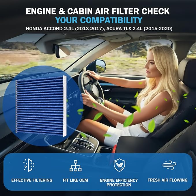 1pc Cabin & 1pc Engine Air Filter Kit Accessories