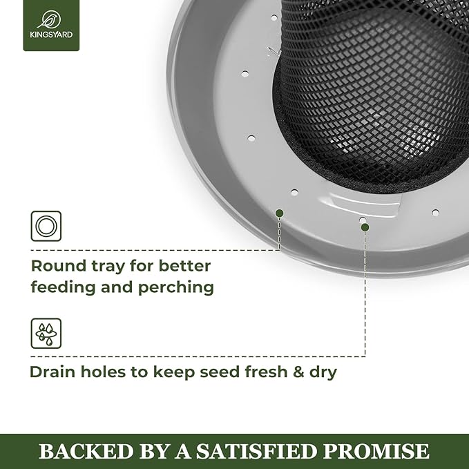 Kingsyard 2 Pack Finch Feeders for Outdoors Hanging, Metal Mesh Tube Bird Feeder for Nyjer/Thistle Seed, 2.5 lbs Large Capacity (Grey)