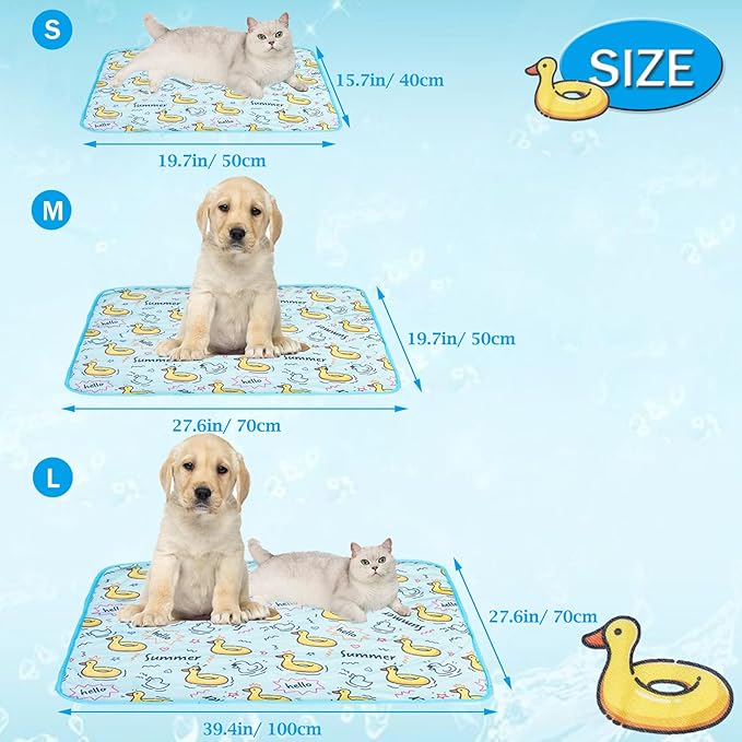 SEIS Dog Ice Pad Ice Silk Cats Kennel Mat Pet Cooling Pad Summer Cool Bamboo Mat Breathable Pad (Duck, M)