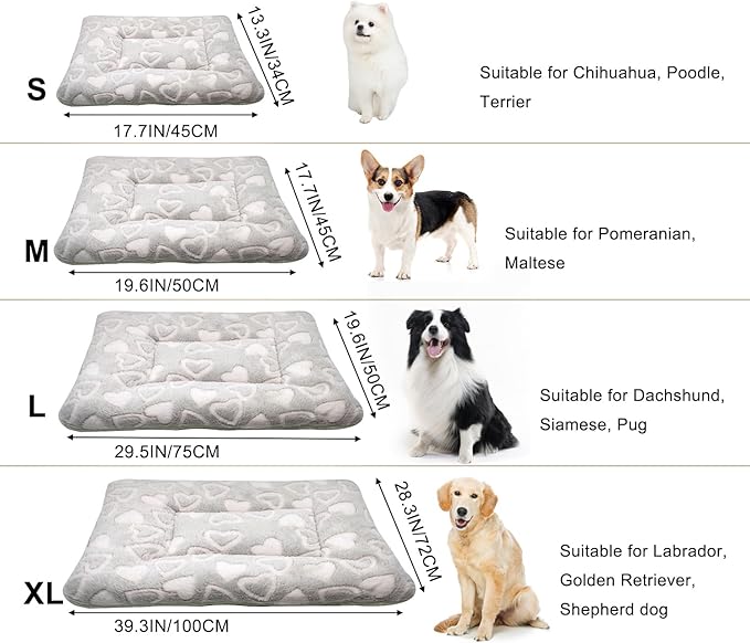 Cat Dog Bed Mat & Blanket, Reversible Pets Crate Pad Bed Mat and Ultra Soft Warm Fleece Calming Blanket for Small Puppy Kitty, Washable