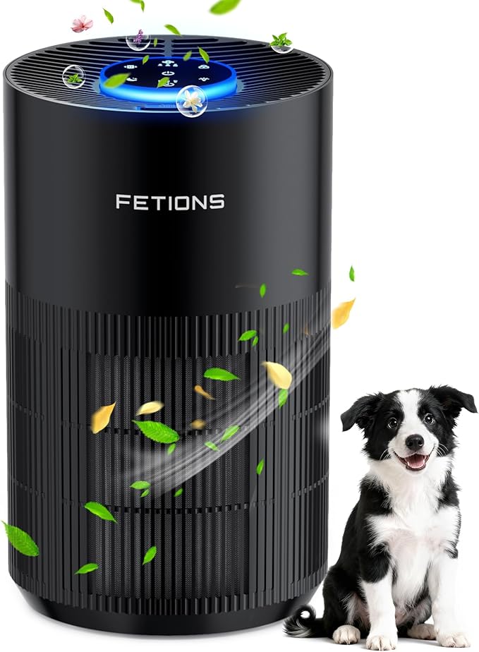 Air Purifiers for Bedroom with H14 True HEPA, Quiet Air Cleaner With Sleep Mode Night Light, Small Air Purifier Covers Up to 1200ft², 360° Air Intake, 3 Speeds, Timer, Aroma Function, Black