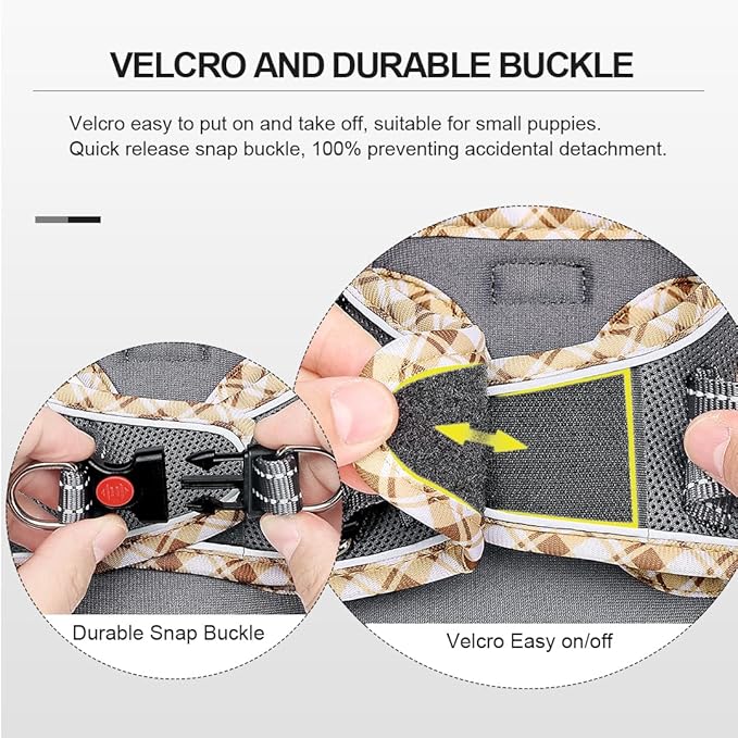 Mercano Soft Mesh Dog Harness and Leash Set, No-Chock Step-in Reflective Breathable Lightweight Easy Walk Vest Harnesses with Safety Buckle for Small Dogs, Cats (Grey, XXS)