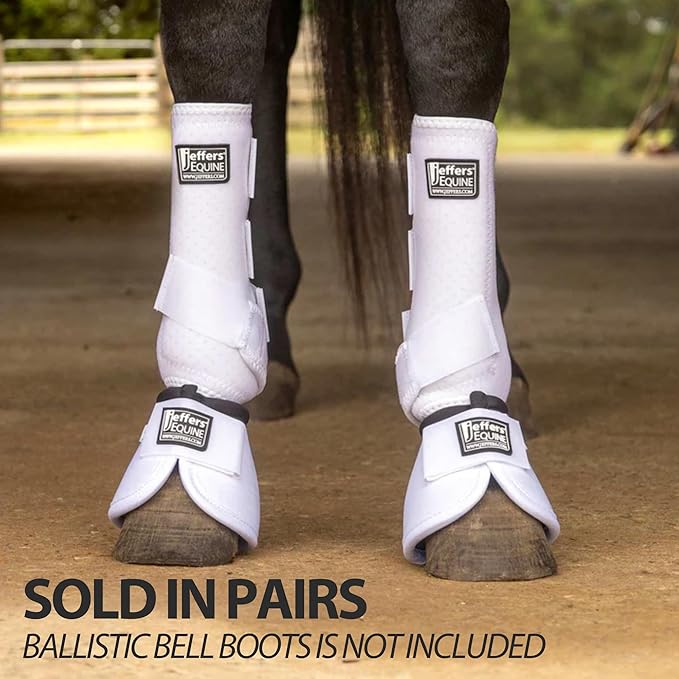 Jeffers Equine Protective Horse Boots 1 Pair White - Safe Neoprene Leg Guards & Comfortable Fit, Durable Strap Closures, Front & Hind Support, Equestrian Accessories for Travel & Riding - Large