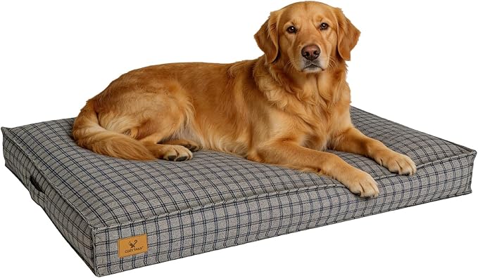 Dog Bed with Easy-Grip Handle - Shredded Memory Foam Pet Bed, Removable & Machine Washable Cover, Non-Slip Bottom, Choose from Cooling Linen or Warm Flannel Style for Dogs & Cats(Large)