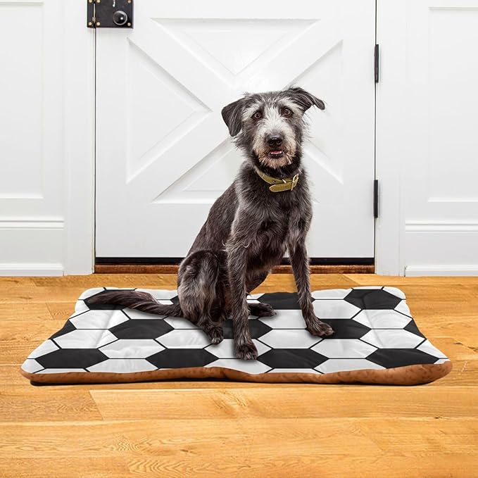 Soccer Football Pet Bed Cute Dog Bed Mat Absorbing Non Slip Pad Pet Sleeping Mat for Small, Medium, and Large Dogs Puppy Cat 24 in x 18 in