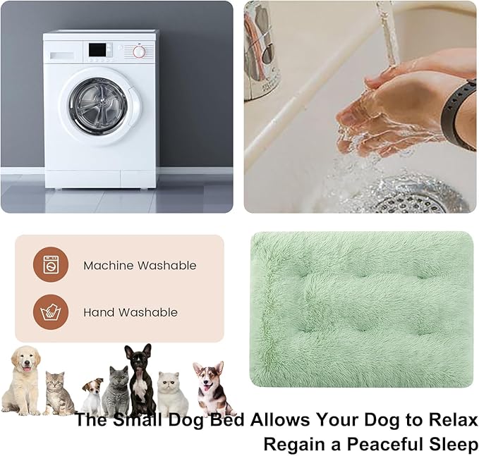 Dog Crate Mat, Dog Bed for Large Dogs, Comfy Fluffy Kennel Pad Anti-Slip for Dog beds & Furniture, Quilted Dog Bed for Pets for Medium/Small Dogs Cats (Color : Green 1, Size : 43x29)