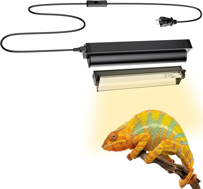 T5 UVB Reptile Lighting Fixture, UVB Light for Reptiles, 24W 5.0 UVB Lighting Combo Kit for Desert & Tropical Reptiles (Lizard, Bearded Dragon, Tortoise), 22INCH