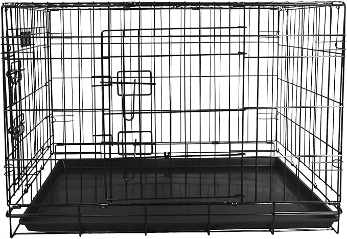 Elevon Foldable Double Door Dog Crate with Leak-Proof Track, 36-Inch