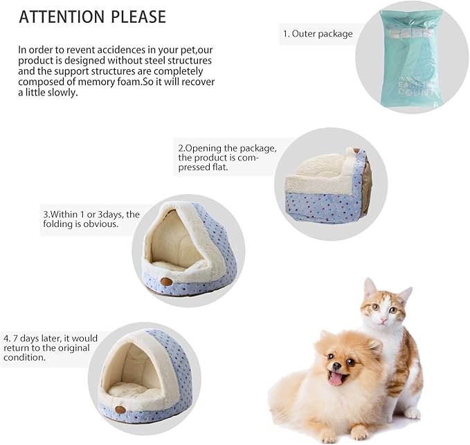 Tofern Dog Beds for Small Dog Cats Colorful Dots Pattern Striped Cute Fleece Warm Washable Igloo Pet Bed with Removable Cover