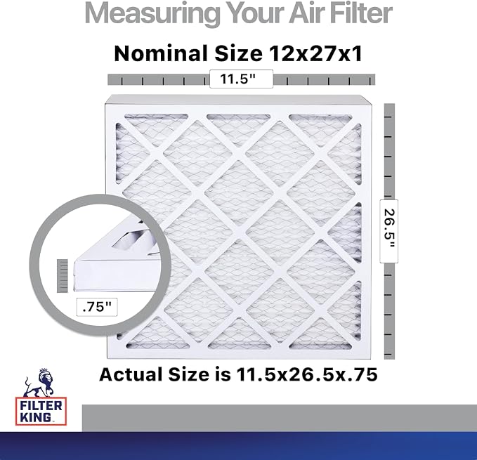Filter King 12x27x1 Air Filter | 4-PACK | Carbon MERV 8 HVAC Pleated A/C