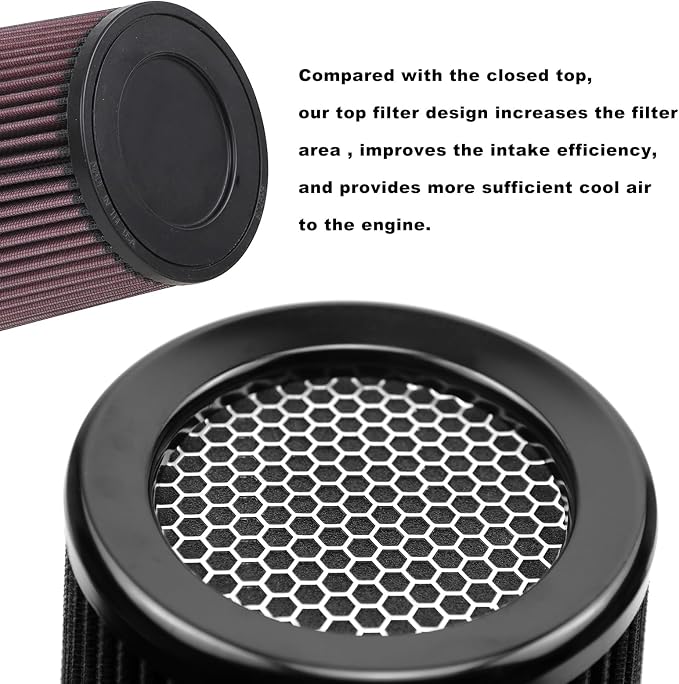 RYANSTAR 76mm 3" High Flow Round Tapered Cone Cool Air Filter Cleaner