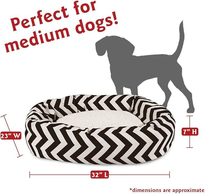 Majestic Pet Chevron Sherpa Bagel Bed, Black, 32-Inch