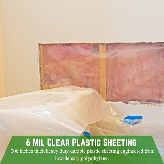 Farm Plastic Supply - Clear Plastic Sheeting - 6 mil - (32' x 100') - Thick Plastic Sheeting, Heavy Duty Polyethylene Film, Drop Cloth Vapor Barrier Covering for Crawl Space