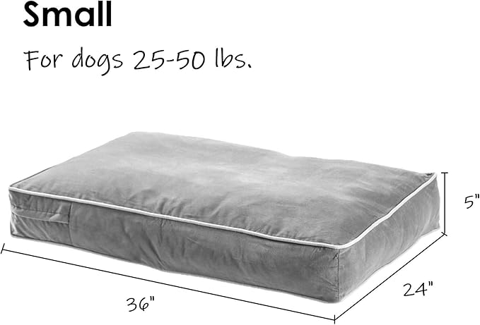 South Pine Porch Buddy Reversible Rectangle Pillow Style Microfiber Dog Bed with Removable, Machine-Washable Cover, Denim, Small (36 in. x 24 in.)