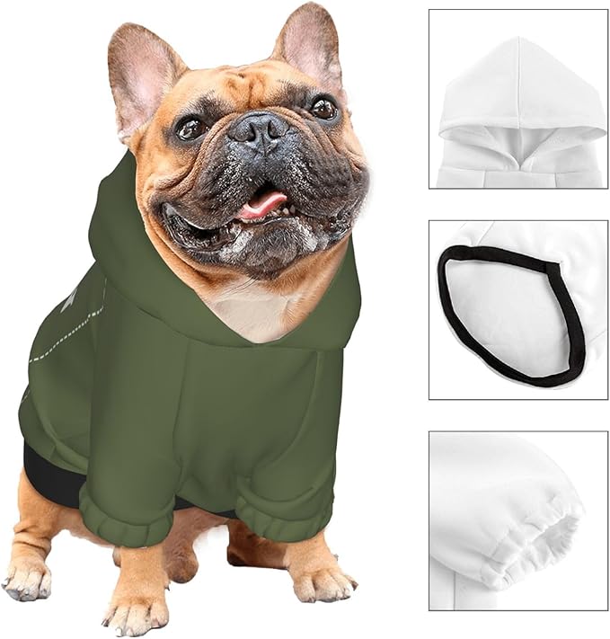 Personalized Dog Hoodie, Custom Dog Costumes for Small Dogs, Holiday Happy Dog Clothes Football Pet Shirt Sweater with Name Number for Girl/Boy Cats/Kitten, SageGreen, XS