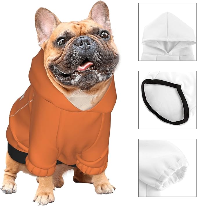 Dog Clothes, Custom Dog Hooded Sweatshirt, Personalized Pet Costume Robe Shirt with Text/Image/Club Name/Pet Shop Logo for Small Medium Large Dogs and Cats, Orange, L