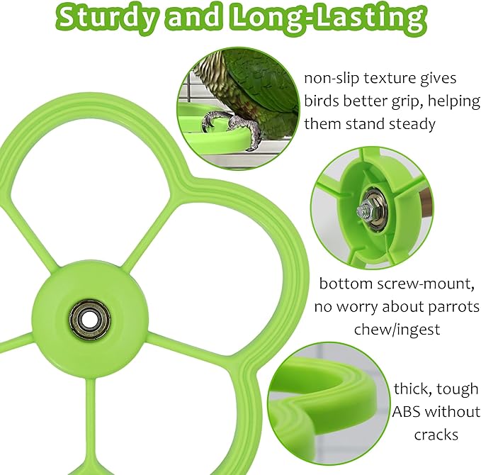 Washable Bird Spinning Toy, 360° Rotation Parrot Perch with Anti-Slip Texture, Sturdy Hanging Parakeet Toys with 1.8'' Larger Washer Fit Most Birds Cage, Large Bird Cage Toy for Cockatiel Budgie