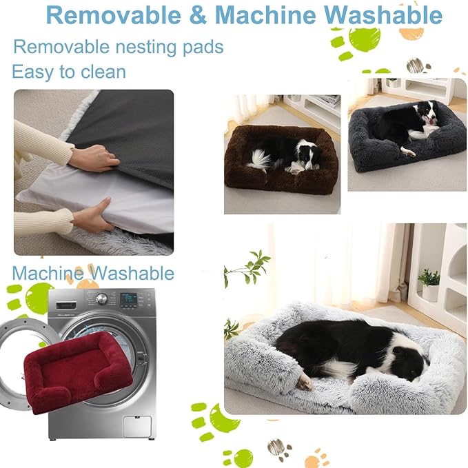 Dog Beds Large Sized Dog Orthopedic, Sofa Dog Bed with Waterproof Lining and Nonskid Bottom, Rectangle Washable Dog Bed for Medium Small Dogs and Cats Comfortable (Color : Red, Size : 23 x 18)