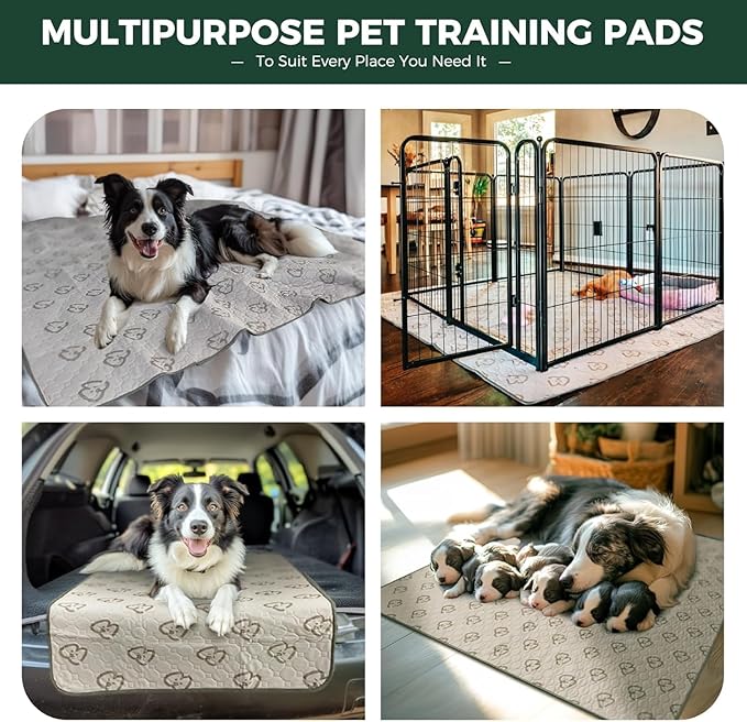 FXW Washable Pee Pads for Dogs, Puppy Pads with Super Absorbent, Specifically Designed for Whelping Box, 39" Round, Khaki, 1 Pack