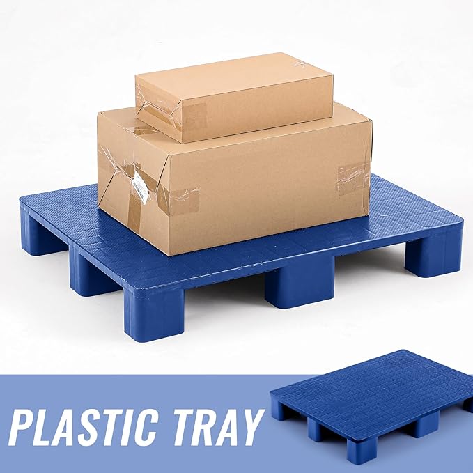 1 Pcs Plastic Pallet for Basement Storage Easy Stack Lightweight Floor Pallet Display Flooring Room Supermarket Christmas, Support up to 2000 Lbs (31.5'' L X 24'' W X 4.7'' H,Blue)
