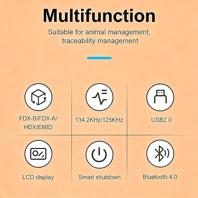 Pet Microchip Scanner Reader, Handheld Cat Dog Ear Tag Identifier Animal Ear Tag Stick Scanner, Dual Frequency 134.2Khz/125Khz, Storage Up to 20000 Datas, for FDX-B, FDX-A, HDX ISO11784/85