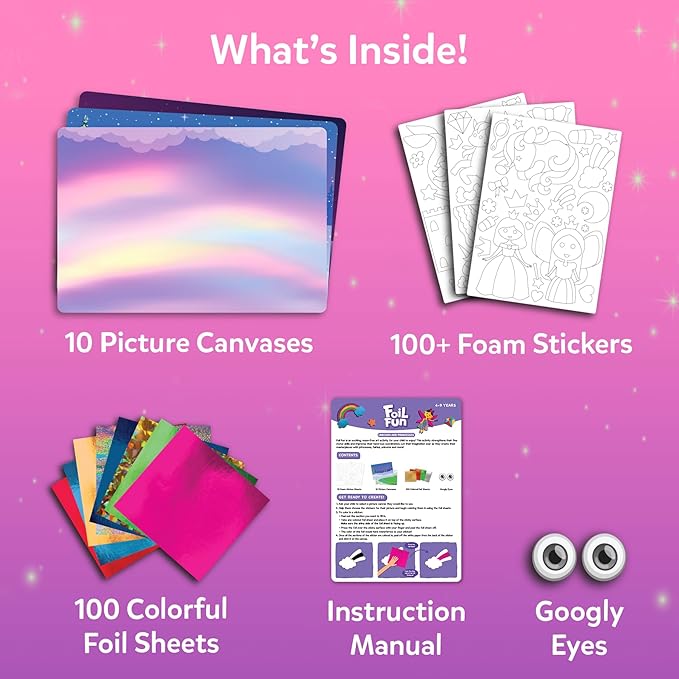 Skillmatics Foil Fun - Unicorns & Princesses, No Mess Art for Kids, Craft Kits & Christmas Fun Supplies, DIY Creative Activity, Travel Toys, Gifts for Ages 4, 5, 6, 7, 8, 9