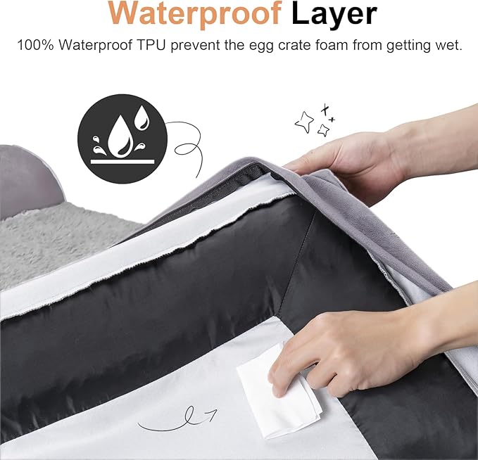 Large Dog Bed Orthopedic Washable: Beds Bolster XL Bed Big XLarge Dogs Egg Crate Foam Couch Sofa Waterproof with Removable Cover - Purple