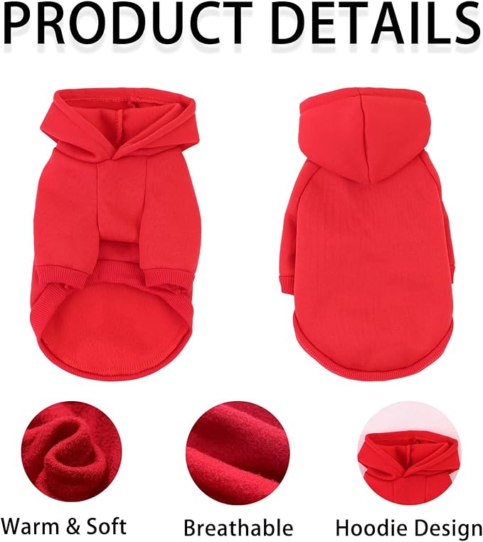 Custom Dog Hoodie, Personalized Sweatshirt with Photo Text Name Logo, Customized Hooded Sweater for Small Medium Large Dogs & Cats (Red, XXX-Large)