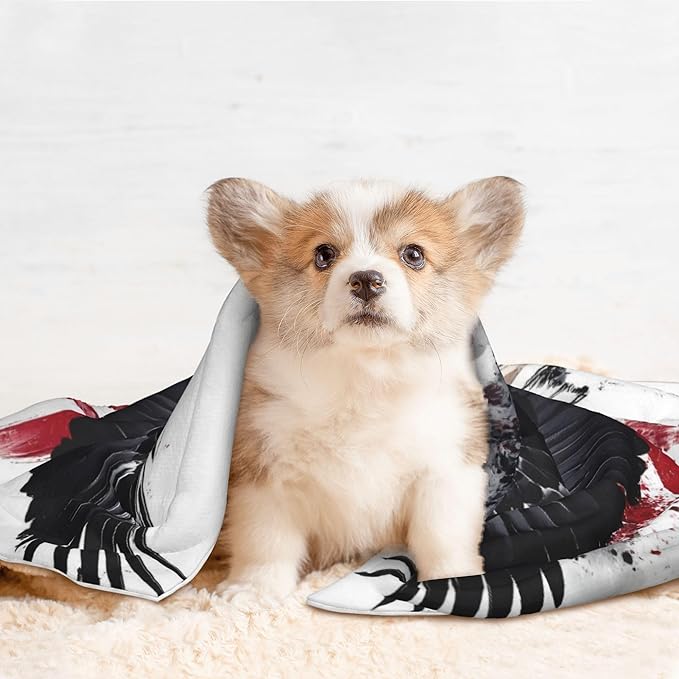 Waterproof Dog Blanket Soft Pet Blanket for Puppy Cat, Fleece Cat Throw Blankets for Furniture Bed Couch Sofa Reversible - American Flag Eagle Art