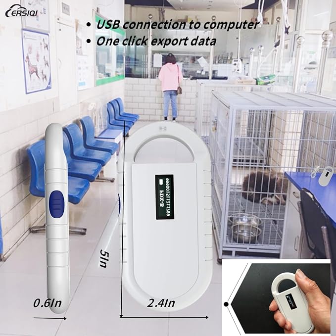 Pet Microchip Scanner Pet Trace Animal chip Reader for Dogs and Cats (Dual Frequency Rechargeable One Click Export of Data to PC) Supports ISO11784/ISO11785,FDXB,ID64 RFID PET160