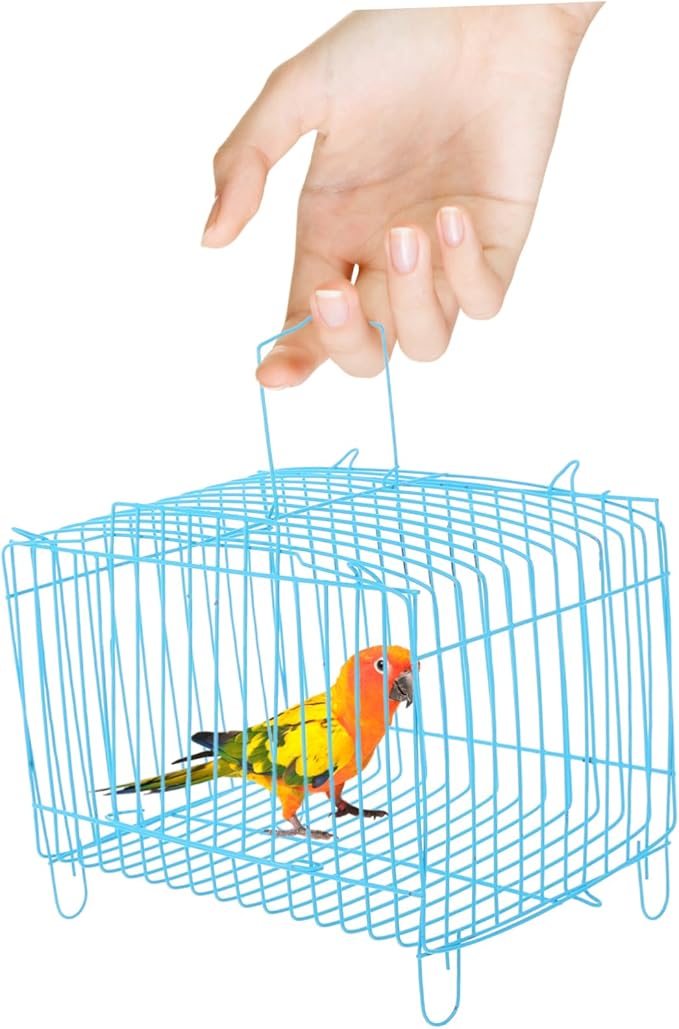 Milisten Portable Metal Bird Carrier Cage Lightweight Outdoor Travel Cage with Breathable Wire Design for Parrots Conures Cockatiels Easy Carry
