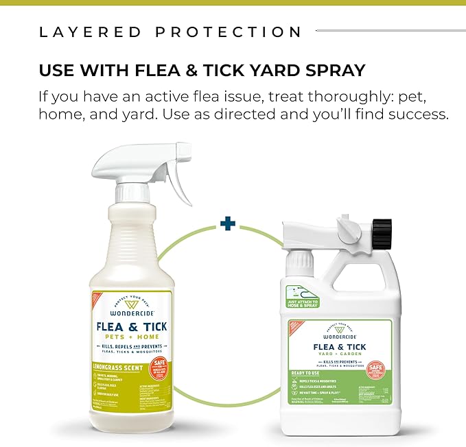 Wondercide - Flea, Tick and Mosquito Spray for Dogs, Cats, and Home - Flea and Tick Killer, Control, Prevention, Treatment - with Natural Essential Oils - 4 oz Lemongrass & Cedarwood 2-Pack