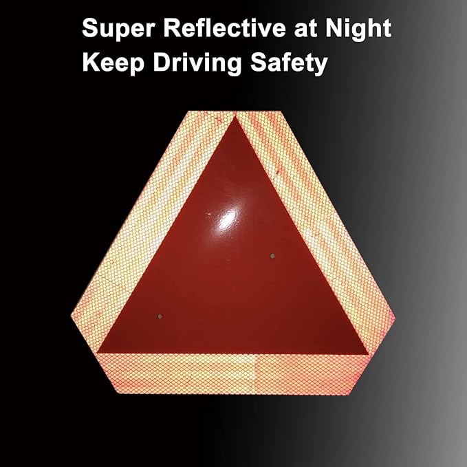 2PACK Reflective Slow Moving Vehicle Sign,Slow Moving Vehicle Triangle - 14"x16" 80 Mil thick Engineering Grade Plastic SMV Sign for Tractor,Golf Cart,Farm Equipment, UTV, Easy Installation