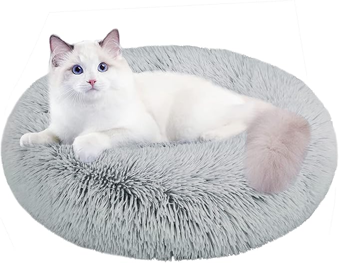 Cat Beds for Indoor Cats,20 Inch Dog Bed for Small Melium Large Dogs, Washable-Round Pet Bed for Puppy and Kitten with Slip-Resistant Bottom